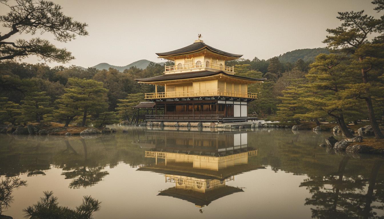 金閣寺の朝、鏡湖池に映る姿｜Kinkaku-ji reflected in Kyoko Pond at dawn