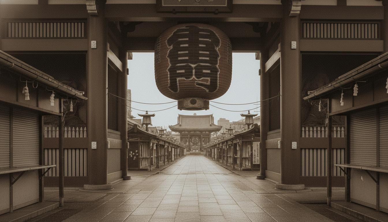 浅草寺の雷門と仲見世通り、朝の静寂｜Sensoji Kaminarimon gate and Nakamise street in morning silence